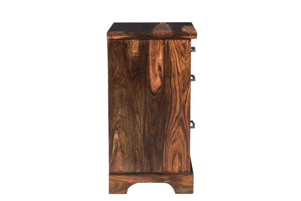 30" Dark Brown Solid Wood Three Drawer Live Edge Filing Cabinet Homeroots Office
