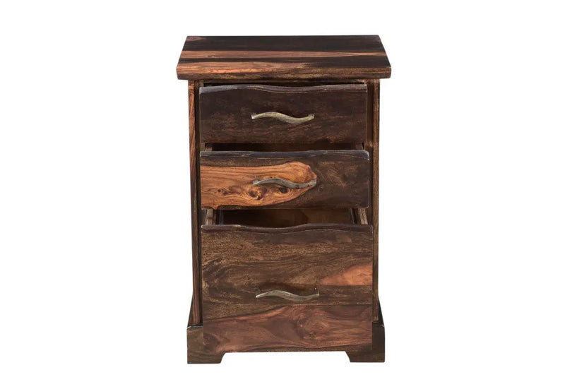 30" Dark Brown Solid Wood Three Drawer Live Edge Filing Cabinet Homeroots Office