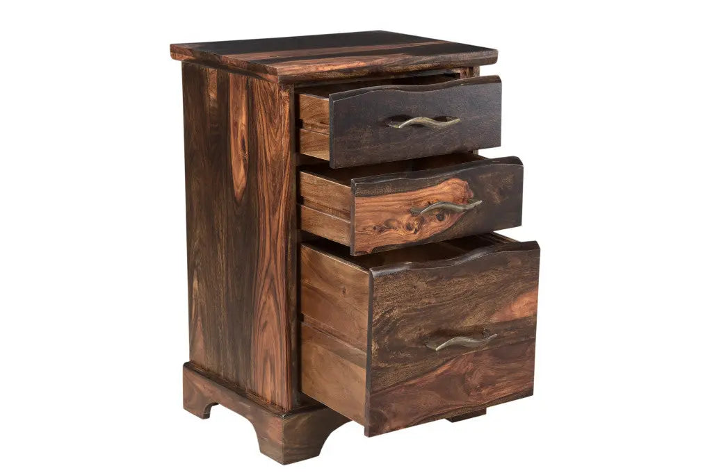 30" Dark Brown Solid Wood Three Drawer Live Edge Filing Cabinet Homeroots Office