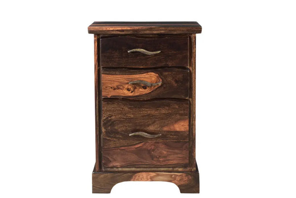 30" Dark Brown Solid Wood Three Drawer Live Edge Filing Cabinet Homeroots Office