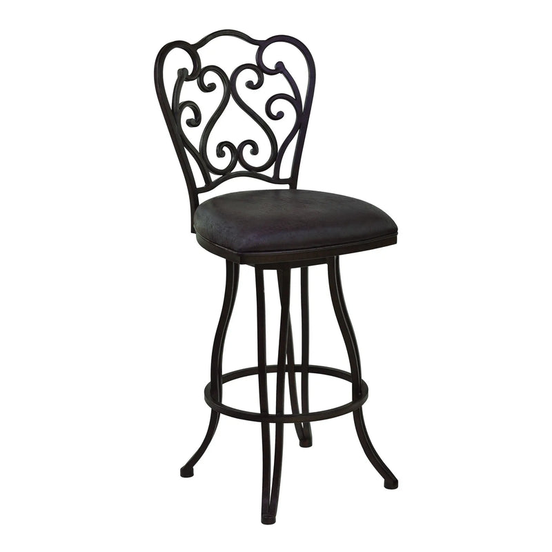 30" Espresso Iron Swivel Bar Height Bar Chair - GreatEagleInc