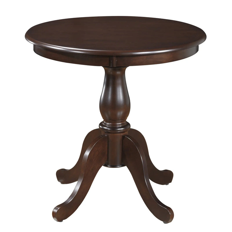 30" Espresso Rounded Solid Manufactured Wood And Solid Wood Pedestal Base Dining Table Homeroots Kitchen & Dining