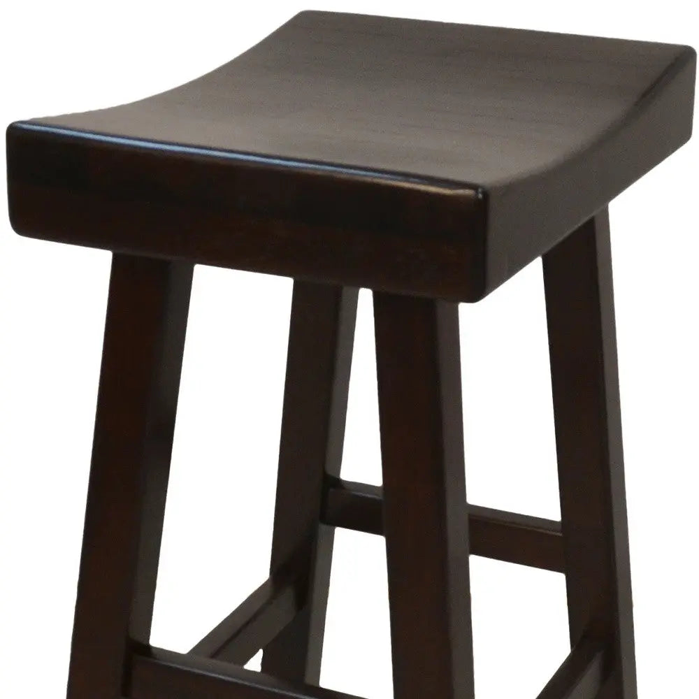 30" Espresso Solid Wood Backless Bar Height Bar Chair Homeroots Living Room