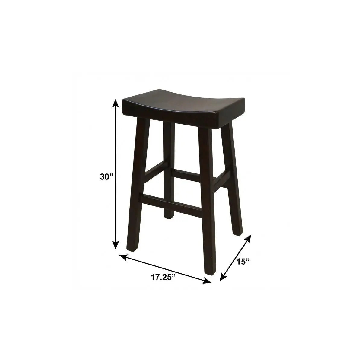 30" Espresso Solid Wood Backless Bar Height Bar Chair Homeroots Living Room