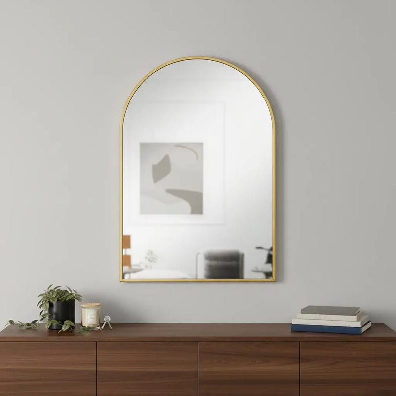 30" Gold Aluminum Arch Framed Accent Mirror Homeroots Bed & Bath