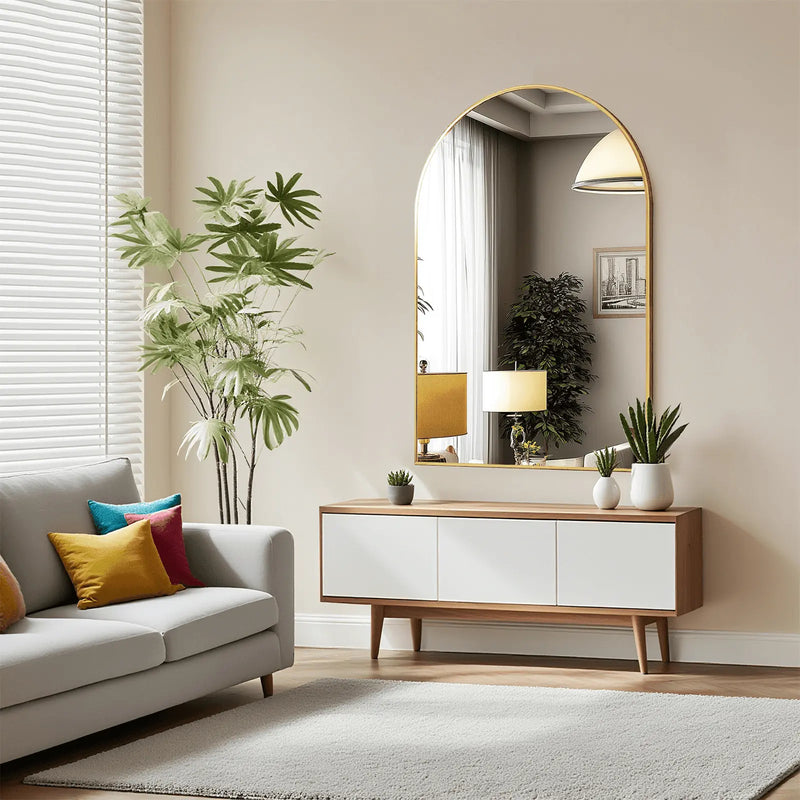 30" Gold Aluminum Arch Framed Accent Mirror Homeroots Bed & Bath