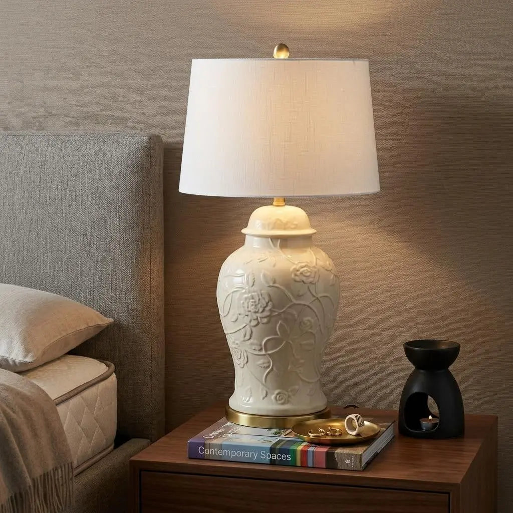 30" Gold Novelty Table Lamp LED With Empire Shade Homeroots Lighting