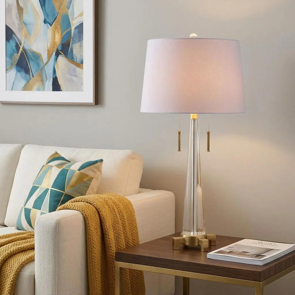 30" Gold Novelty Table Lamp With Empire Shade Homeroots Lighting