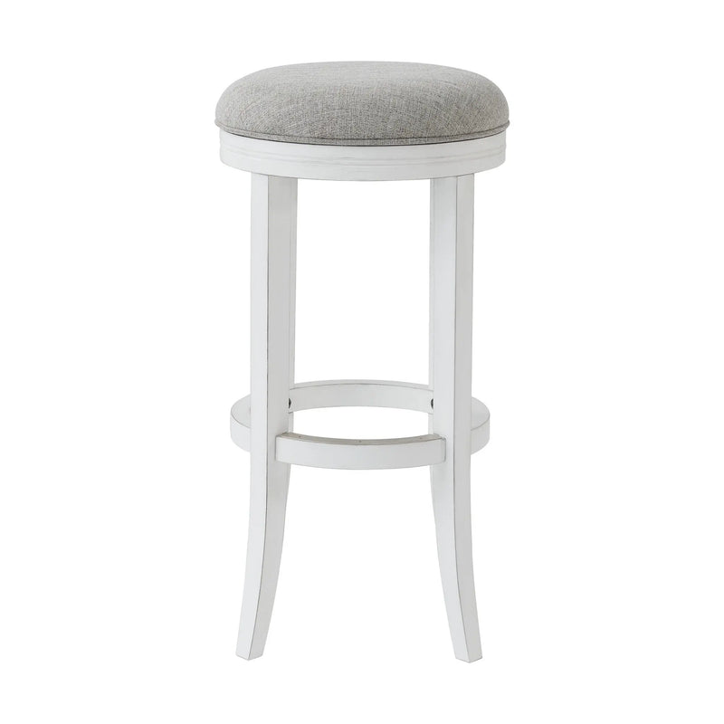 30" Gray And Antiqued White Solid Wood Swivel Backless Bar Height Bar Chair - GreatEagleInc