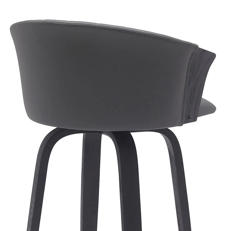 30" Gray And Black Faux Leather Swivel Bar Height Bar Chair Homeroots Living Room