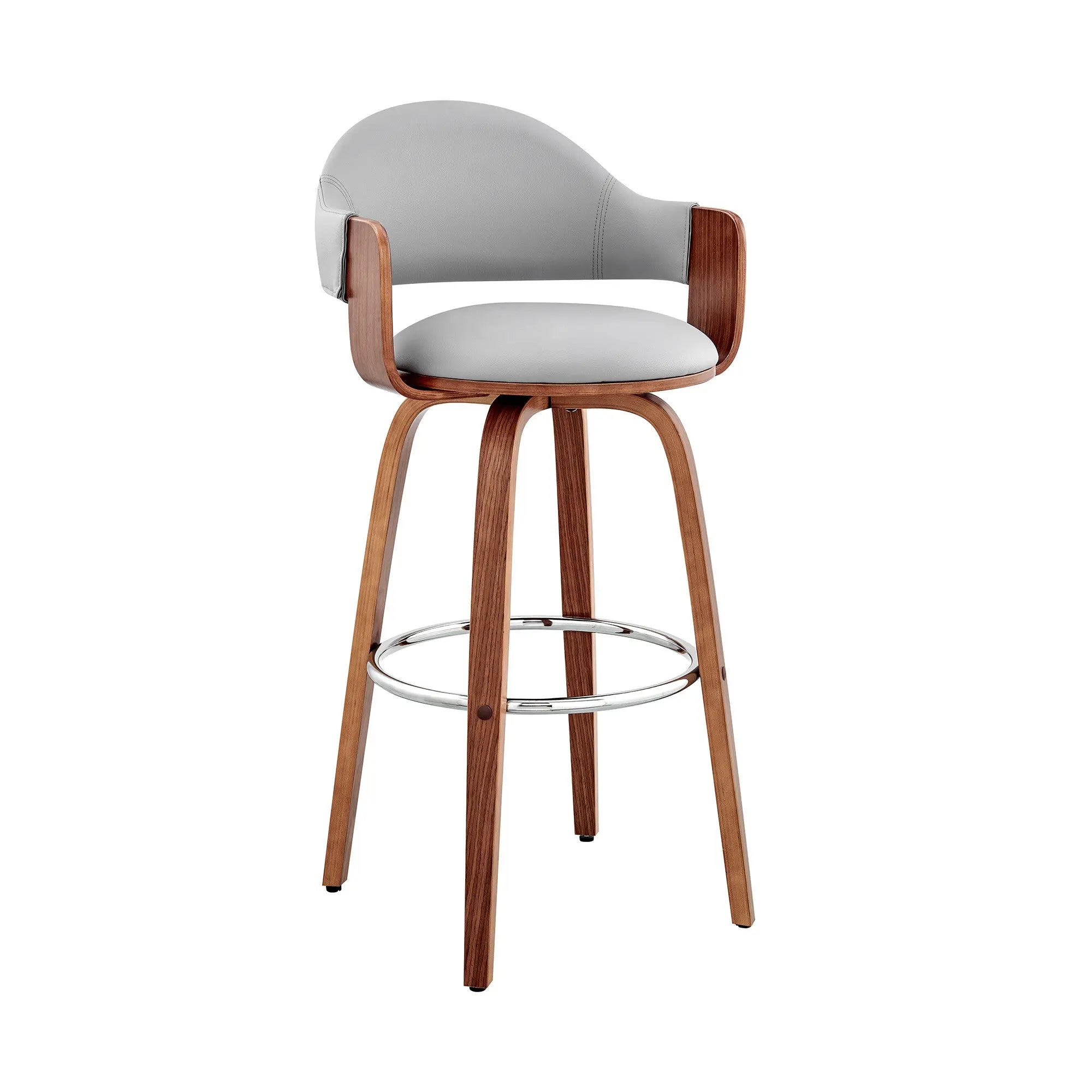 30" Gray And Brown Swivel Low Back Bar Height Bar Chair Homeroots Living Room