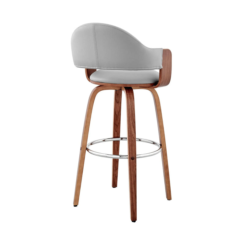 30" Gray And Brown Swivel Low Back Bar Height Bar Chair Homeroots Living Room