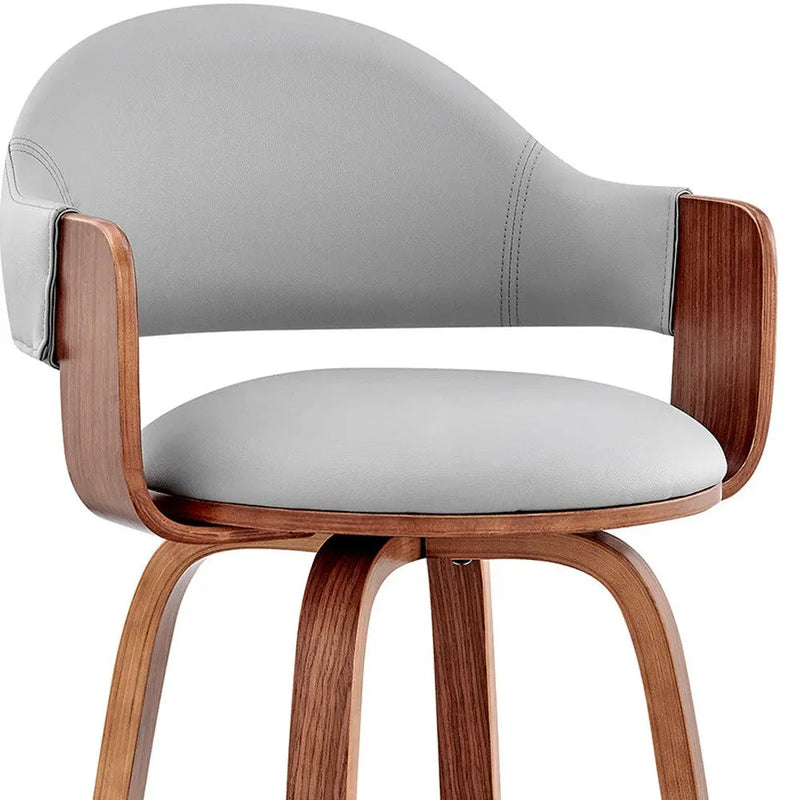 30" Gray And Brown Swivel Low Back Bar Height Bar Chair Homeroots Living Room