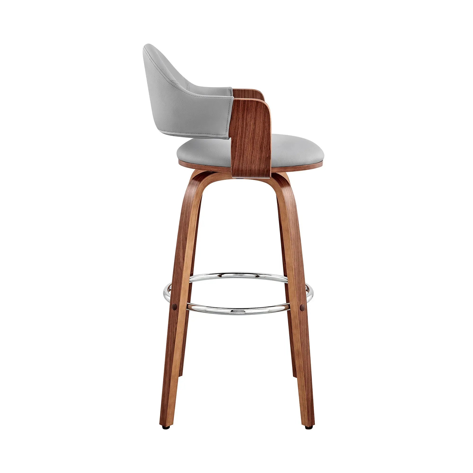 30" Gray And Brown Swivel Low Back Bar Height Bar Chair Homeroots Living Room