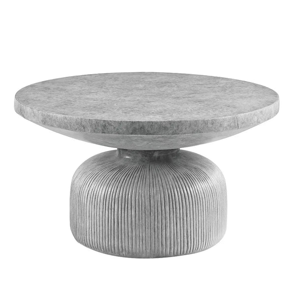 30" Gray Cement Round Pedestal Coffee Table Homeroots Living Room