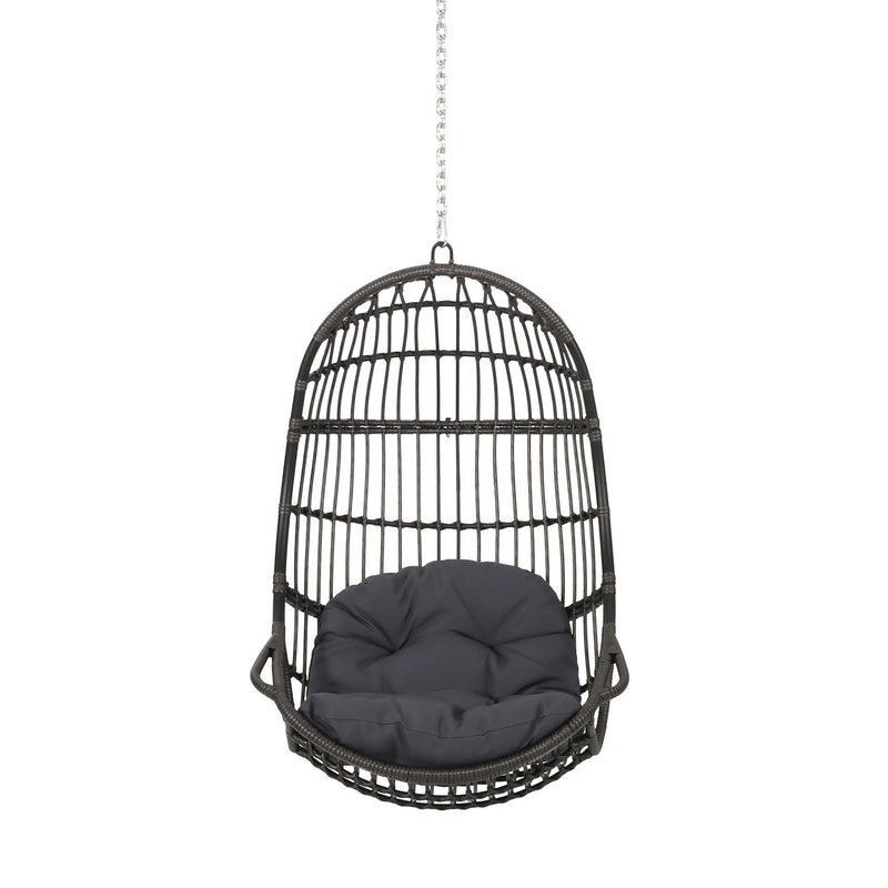 30" Gray Metal Outdoor Egg Chair with Gray Cushion Homeroots Outdoor