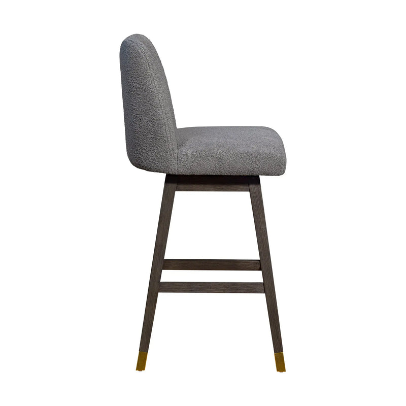 30" Gray Solid Wood Bar Height Swivel Bar Chair Homeroots Living Room