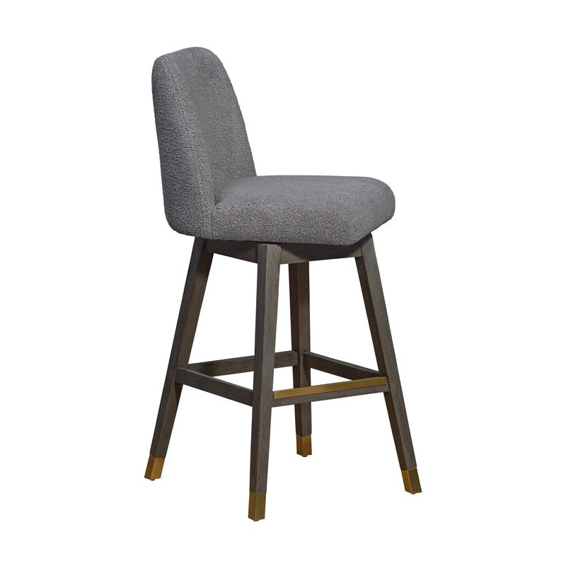 30" Gray Solid Wood Bar Height Swivel Bar Chair Homeroots Living Room