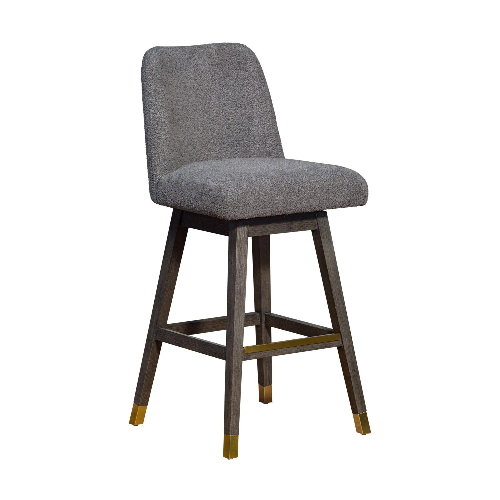 30" Gray Solid Wood Bar Height Swivel Bar Chair Homeroots Living Room