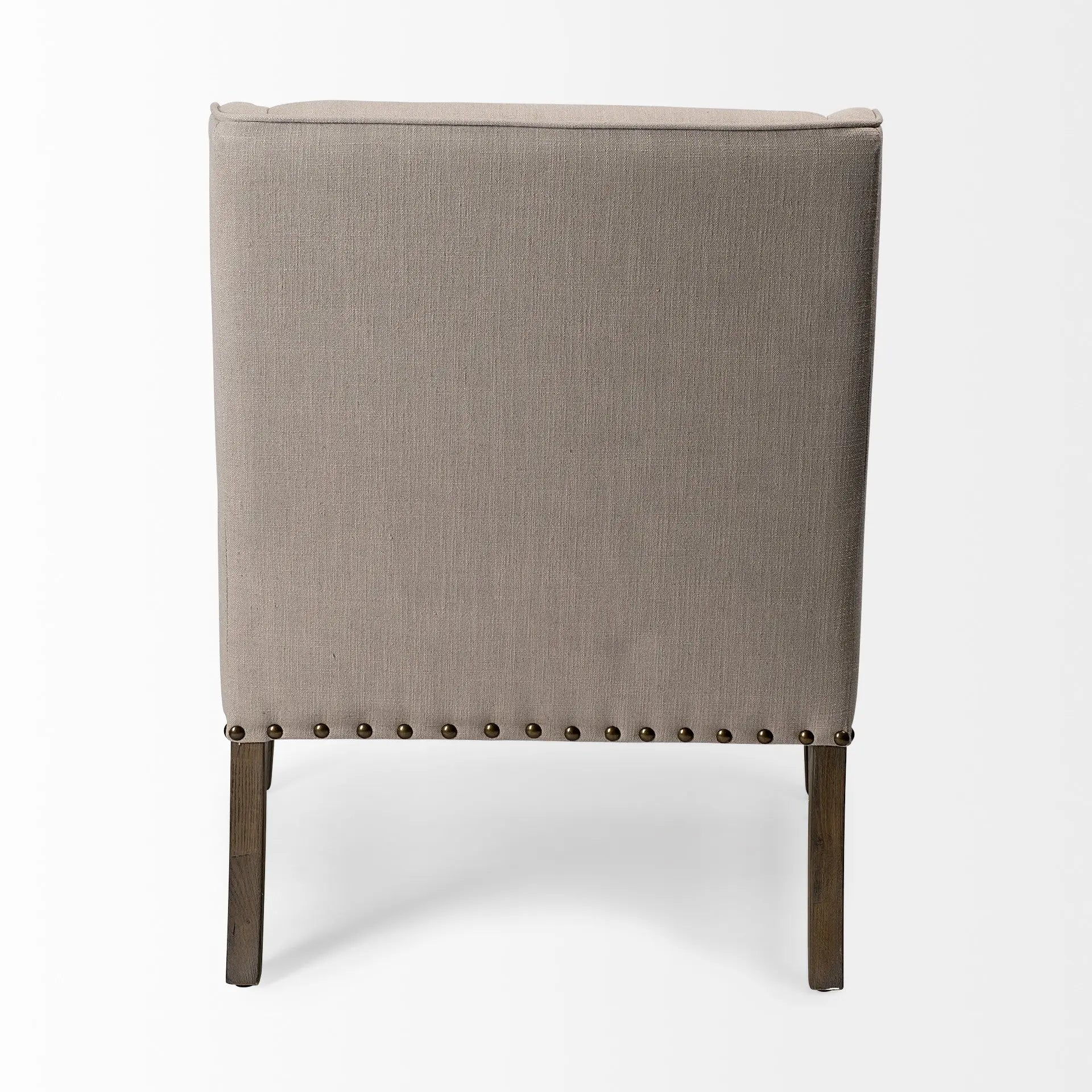 30" Gray and Beige Fabric and Solid Wood Wingback Chair Homeroots Living Room