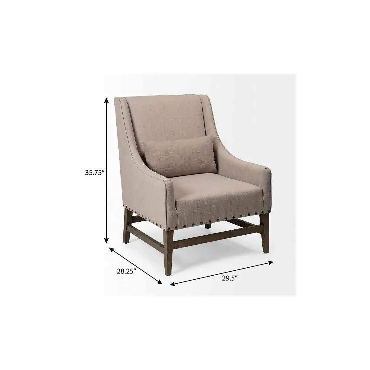 30" Gray and Beige Fabric and Solid Wood Wingback Chair Homeroots Living Room
