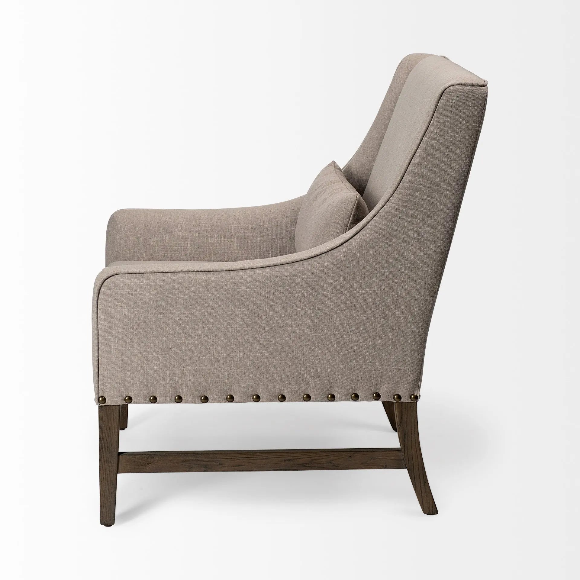 30" Gray and Beige Fabric and Solid Wood Wingback Chair Homeroots Living Room
