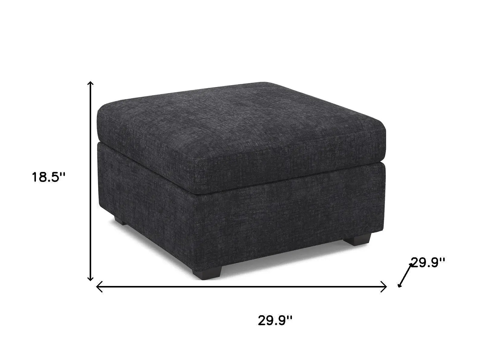 30" Gray and Black Chenille Storage Ottoman Homeroots Living Room