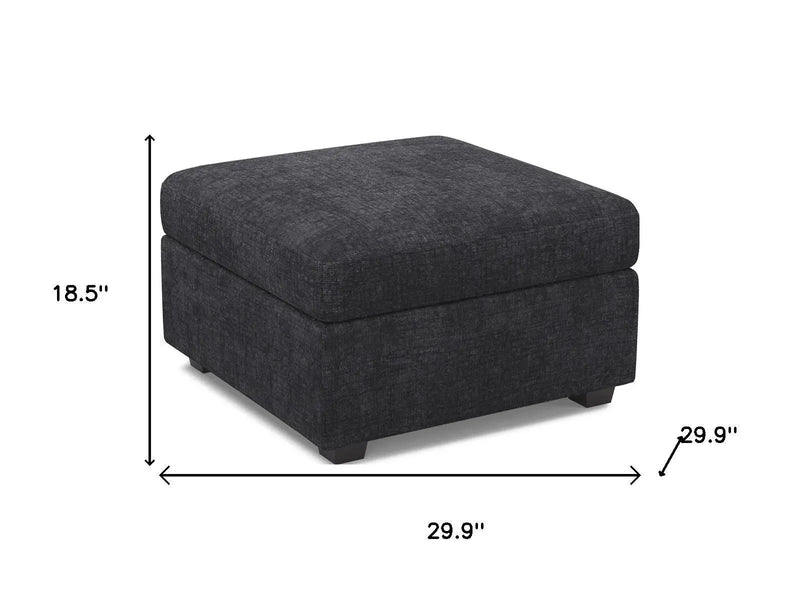30" Gray and Black Chenille Storage Ottoman Homeroots Living Room