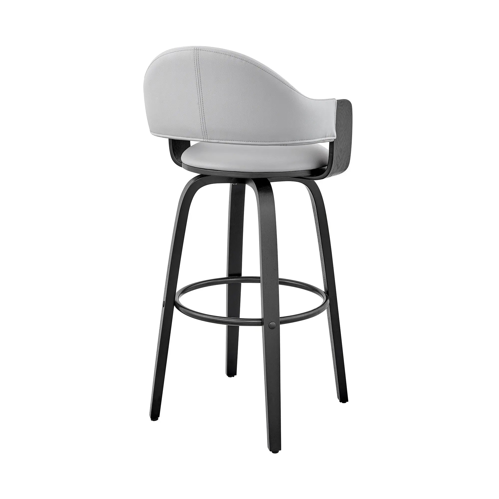 30" Gray and Black Fabric and Iron Low Back Bar Height Swivel Bar Chair Homeroots Living Room