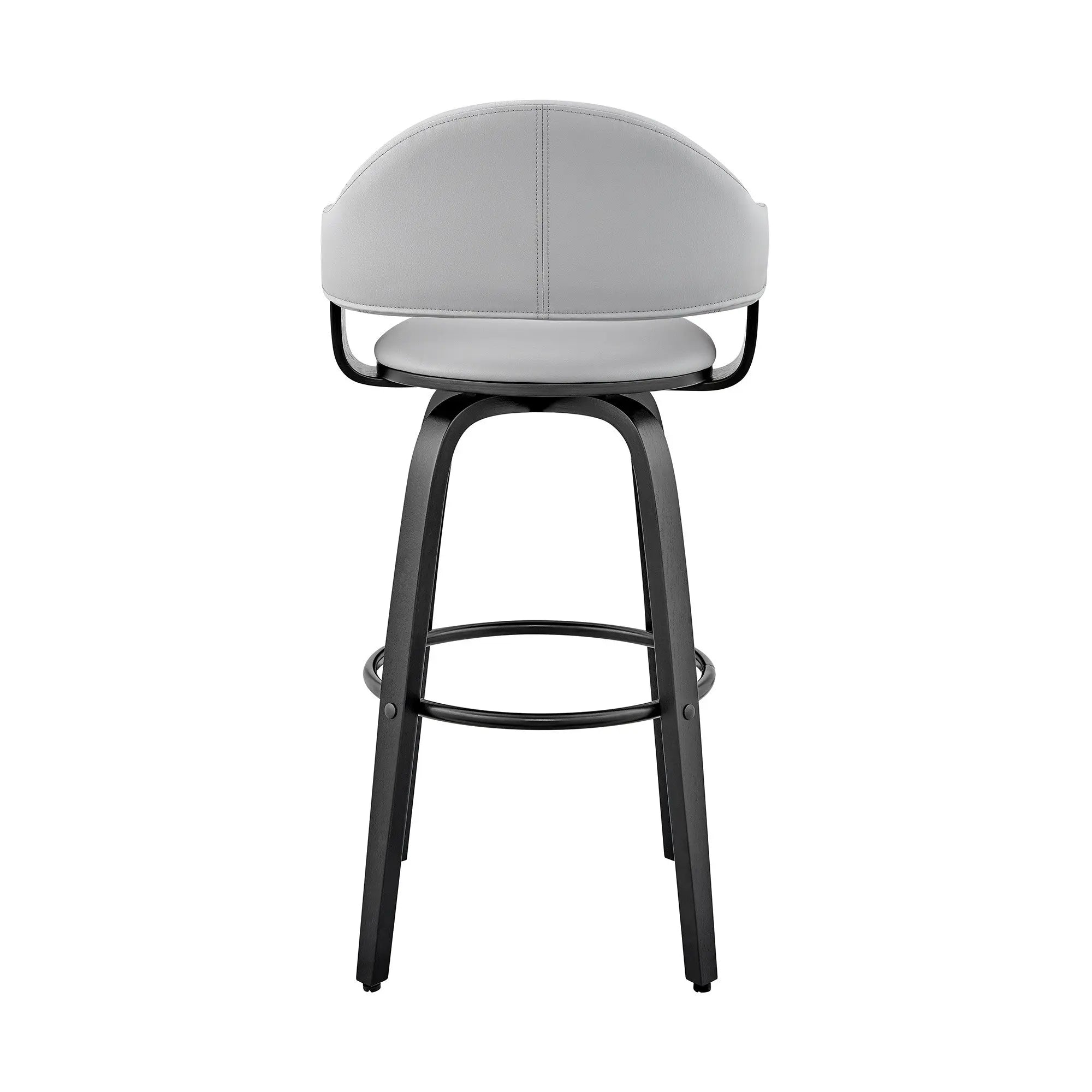 30" Gray and Black Fabric and Iron Low Back Bar Height Swivel Bar Chair Homeroots Living Room