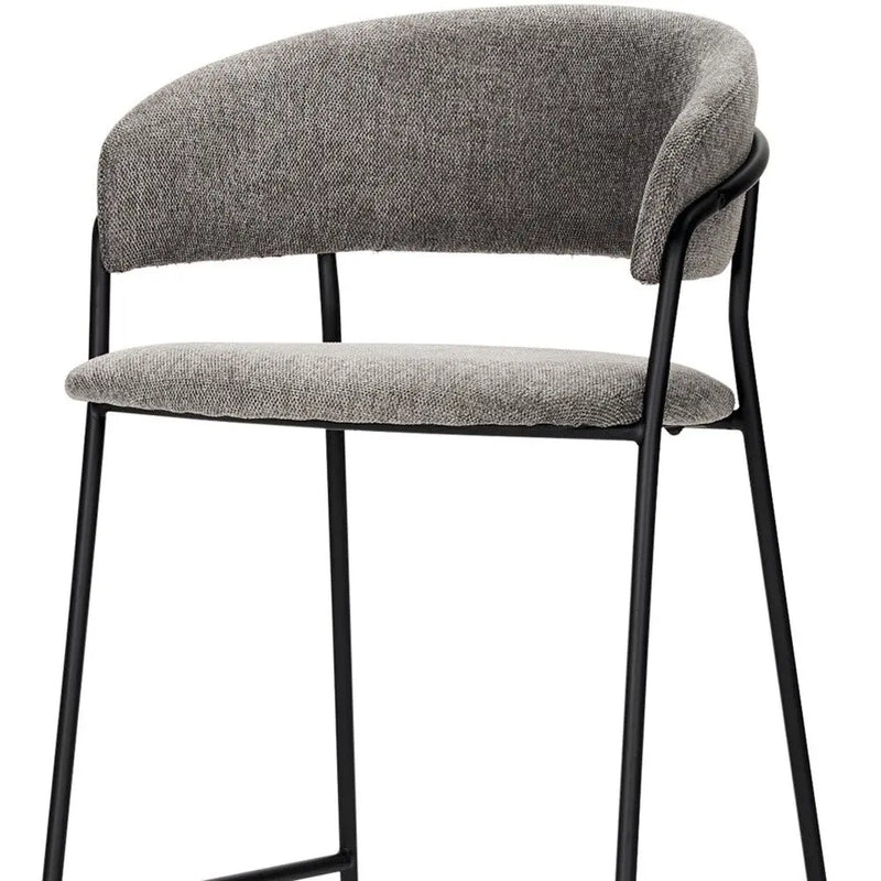 30" Gray and Black Fabric and Metal Bar Height Bar Chair Homeroots Living Room
