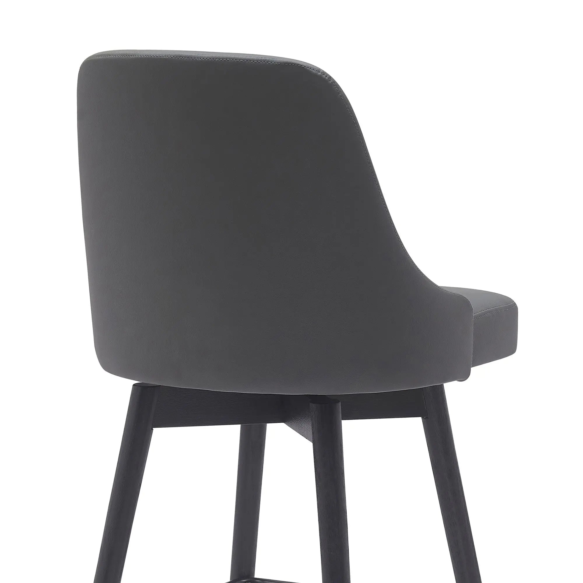 30" Gray and Black Faux Leather with Solid Wood Swivel Bar Height Bar Chair Homeroots Living Room