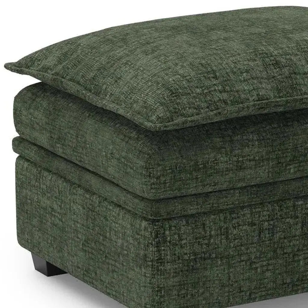 30" Green and Black Chenille Storage Ottoman Homeroots Living Room