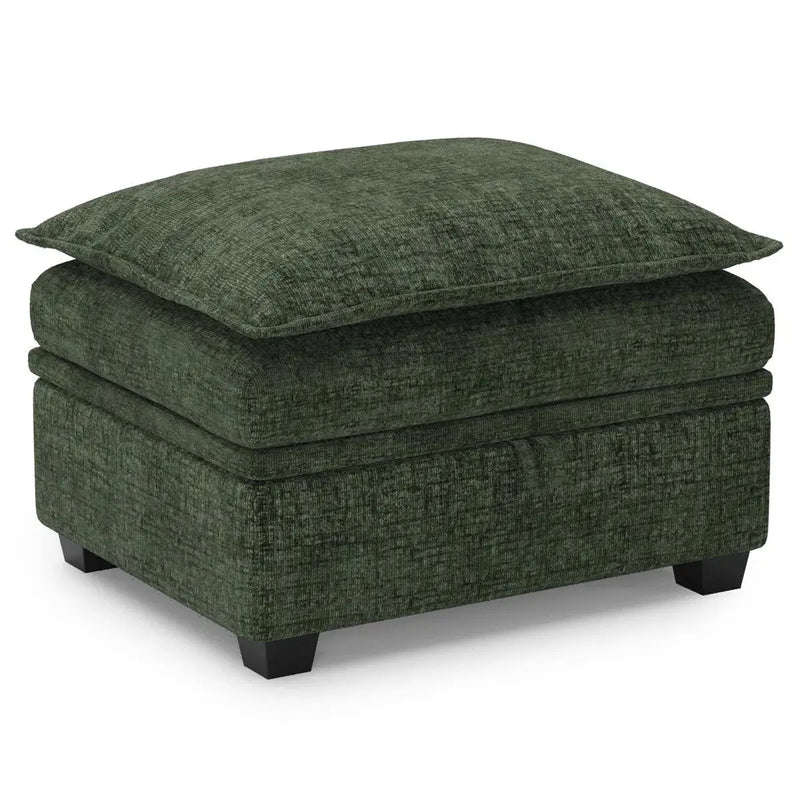 30" Green and Black Chenille Storage Ottoman Homeroots Living Room