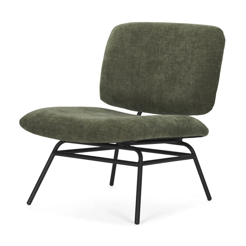 30" Green and Black Chenille and Metal Slipper Chair Homeroots Living Room
