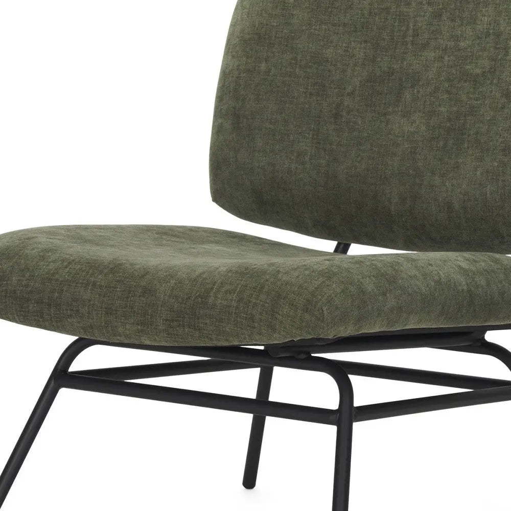 30" Green and Black Chenille and Metal Slipper Chair Homeroots Living Room