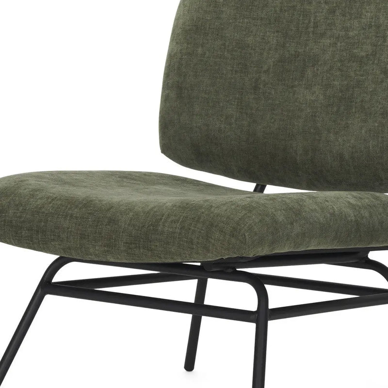 30" Green and Black Chenille and Metal Slipper Chair Homeroots Living Room