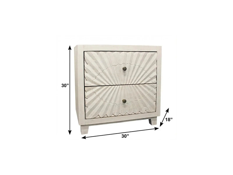 30" Ivory Two Drawer Nightstand Homeroots Bed & Bath