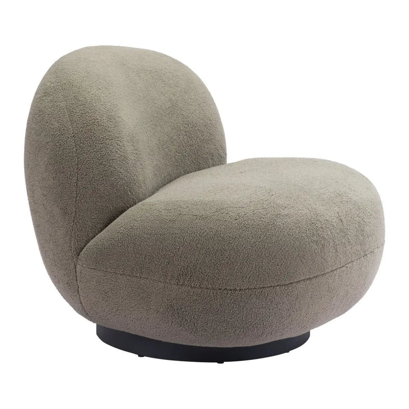 30" Khaki And Black Faux Shearling And Upholstered Slipper Chair Homeroots Living Room
