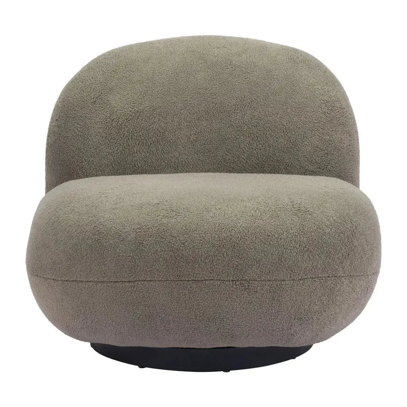 30" Khaki And Black Faux Shearling And Upholstered Slipper Chair Homeroots Living Room
