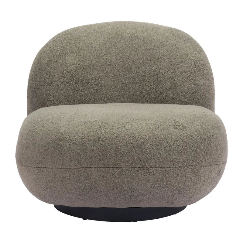 30" Khaki And Black Faux Shearling And Upholstered Slipper Chair Homeroots Living Room