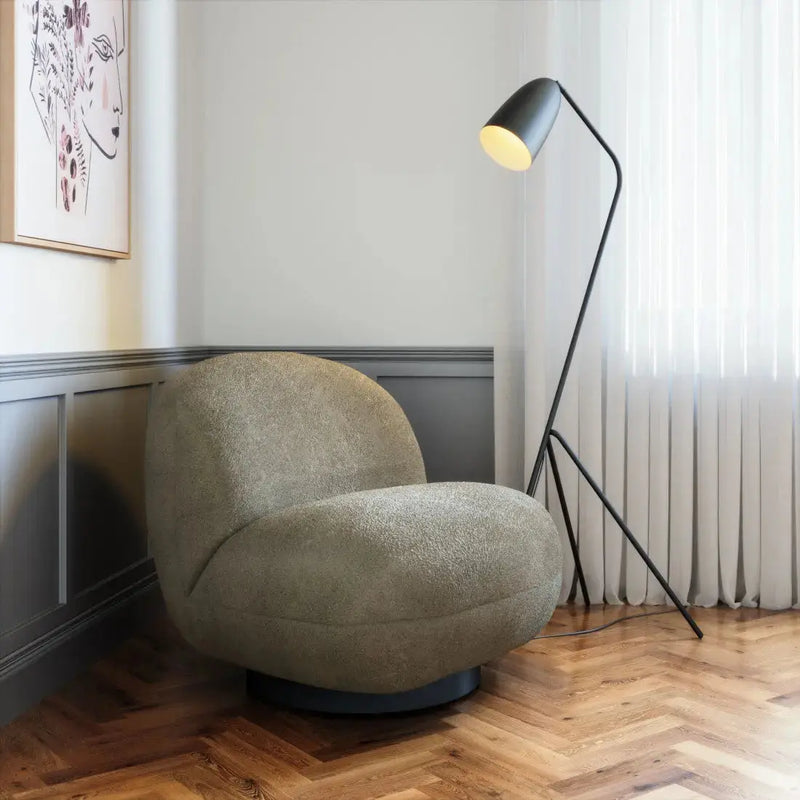 30" Khaki And Black Faux Shearling And Upholstered Slipper Chair Homeroots Living Room