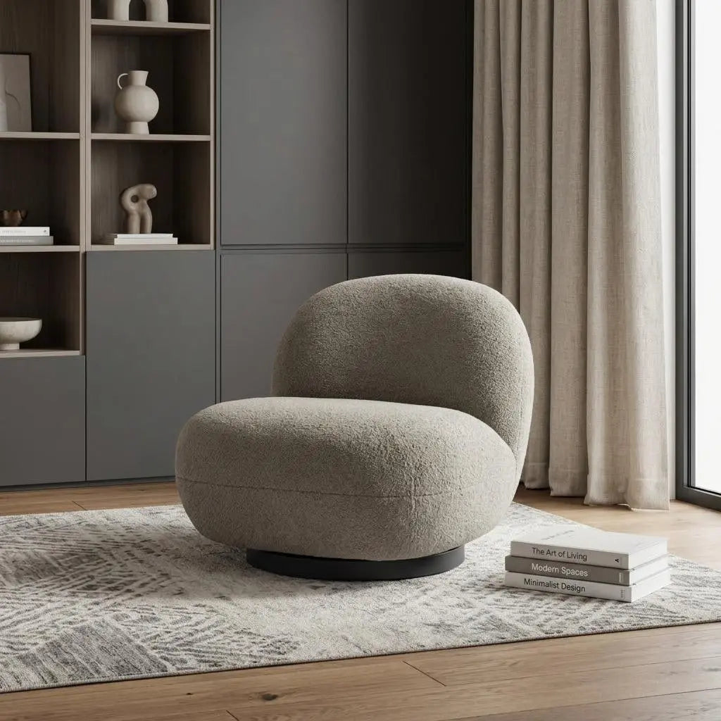 30" Khaki And Black Faux Shearling And Upholstered Slipper Chair Homeroots Living Room