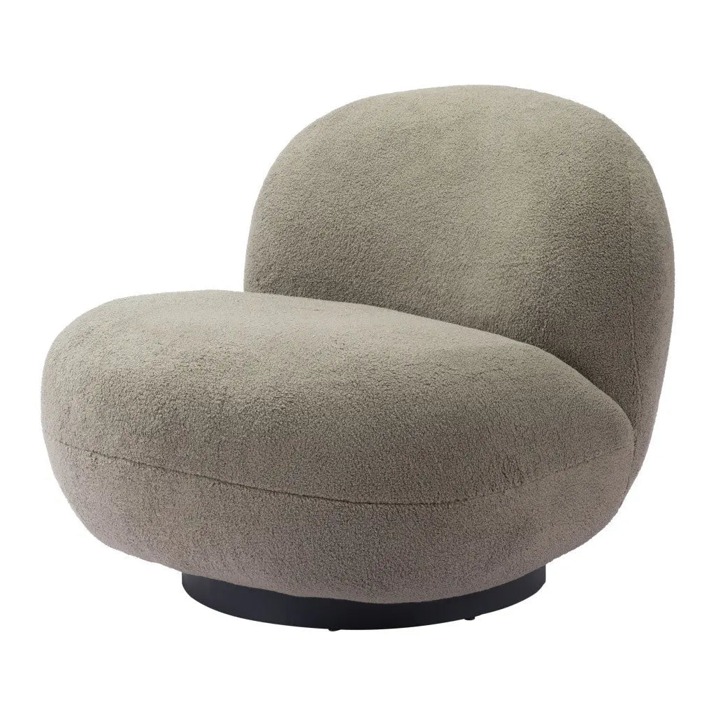 30" Khaki And Black Faux Shearling And Upholstered Slipper Chair Homeroots Living Room