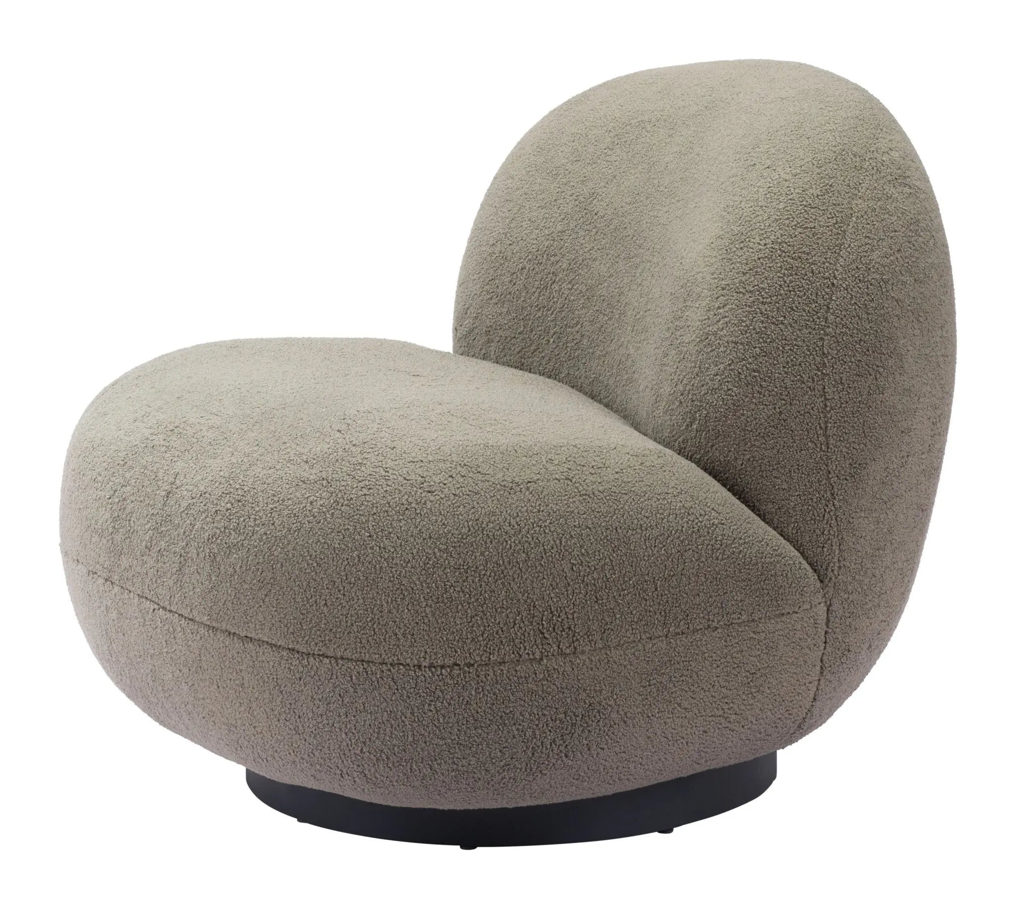 30" Khaki And Black Faux Shearling And Upholstered Slipper Chair Homeroots Living Room