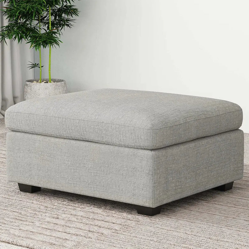 30" Light Gray and Black Chenille Storage Ottoman Homeroots Living Room