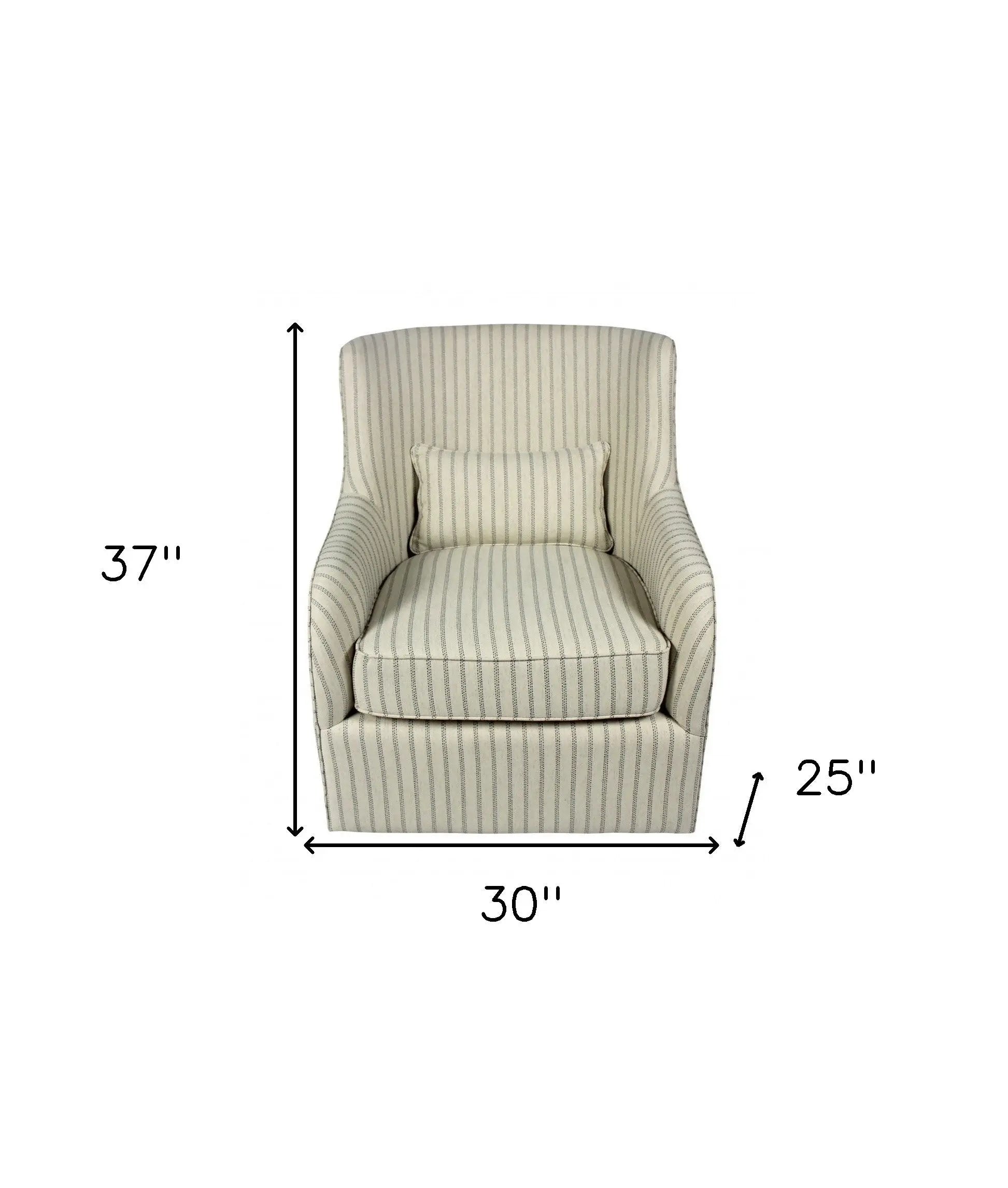 30" Natural Polyester Blend Striped Swivel Lounge Chair Homeroots Living Room