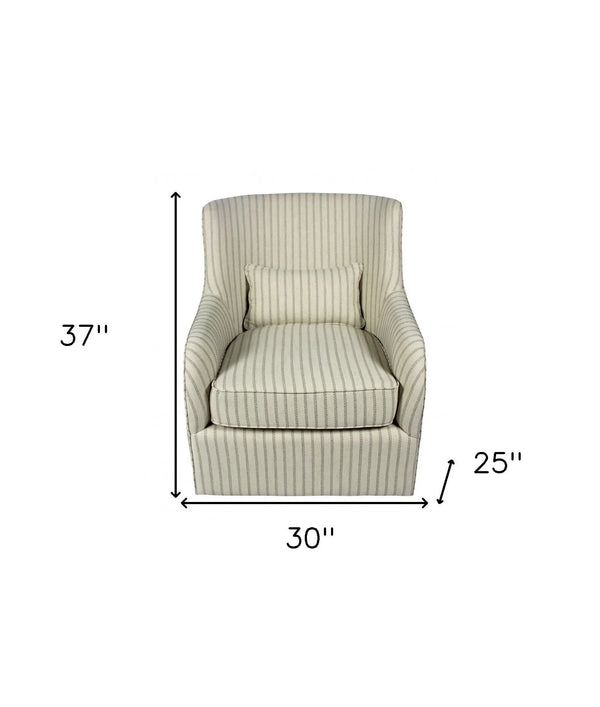 30" Natural Polyester Blend Striped Swivel Lounge Chair Homeroots Living Room