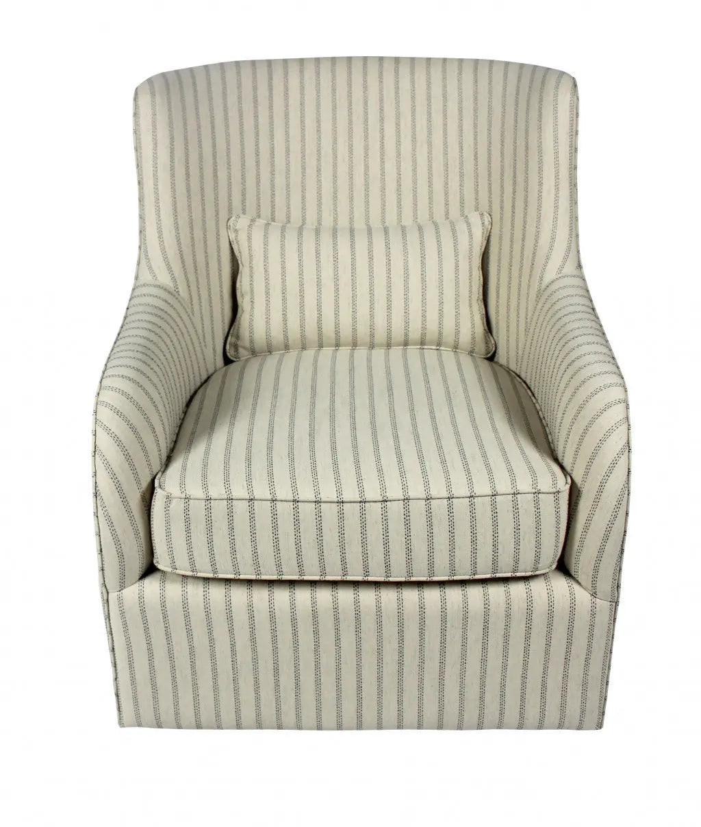 30" Natural Polyester Blend Striped Swivel Lounge Chair Homeroots Living Room