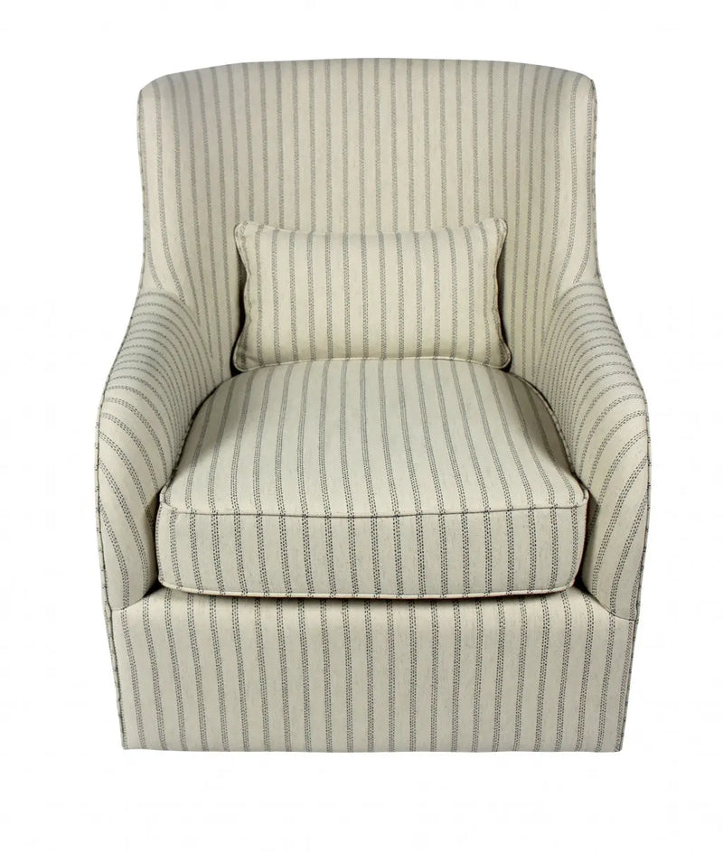 30" Natural Polyester Blend Striped Swivel Lounge Chair Homeroots Living Room